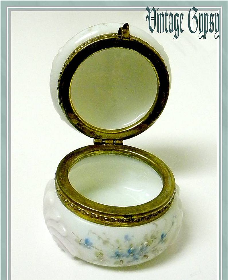 CF Monroe Signed Wave Crest Opaline Glass Hinged Lid Jewelry Casket CF Monroe Signed Wave Crest Opaline Glass Hinged Lid Jewelry Casket