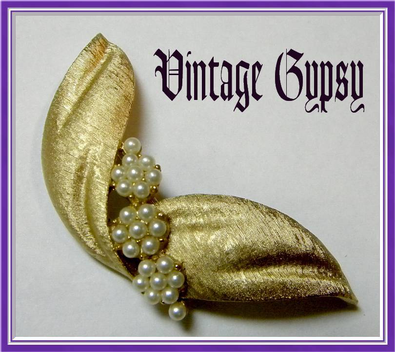 Vintage Signed Trifari Brooch with Faux Seed Pearls Vintage Signed Trifari Brooch with Faux Seed Pearls