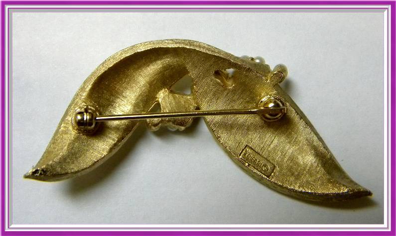 Vintage Signed Trifari Brooch with Faux Seed Pearls Vintage Signed Trifari Brooch with Faux Seed Pearls