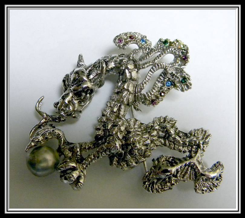 RARE 1964 CYVRA for Oleg Cassini Dragon Brooch & Matching Earrings RARE 1964 CYVRA for Oleg Cassini Dragon Brooch & Matching Earrings