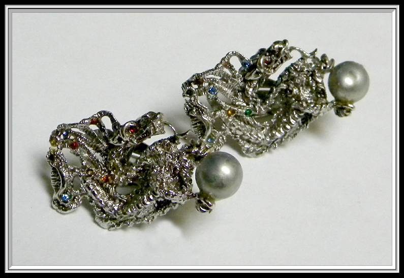 RARE 1964 CYVRA for Oleg Cassini Dragon Brooch & Matching Earrings RARE 1964 CYVRA for Oleg Cassini Dragon Brooch & Matching Earrings