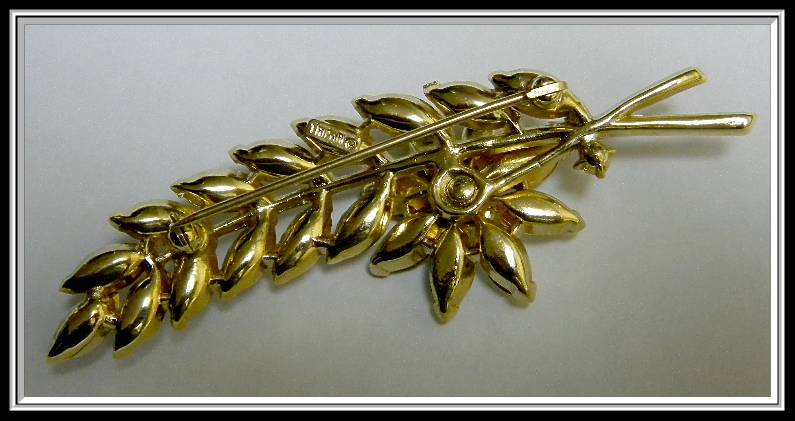 Trifari Brilliant Floral Spray Rhinestone Brooch, c. 1970's Trifari Brilliant Floral Spray Rhinestone Brooch, c. 1970's