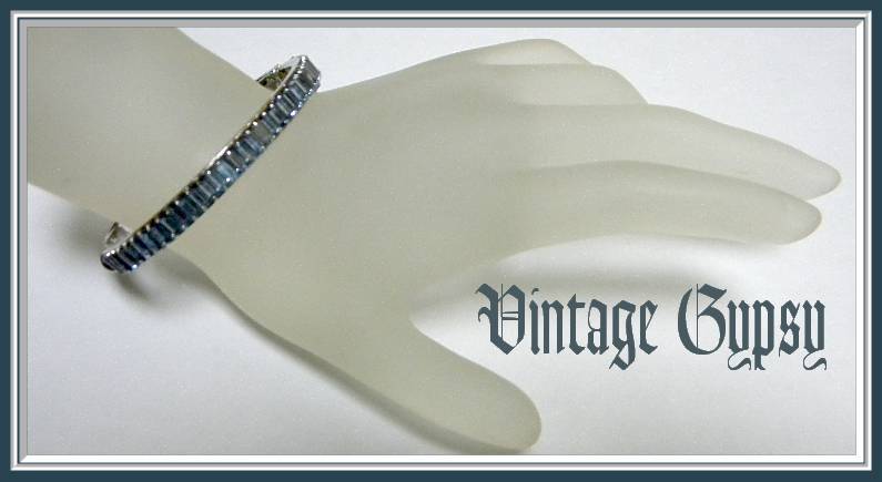 Rhinestones Rhodium Bangle Bracelet & Earrings Original Velvet fitted Box Rhinestones Rhodium Bangle Bracelet & Earrings Original Velvet fitted Box