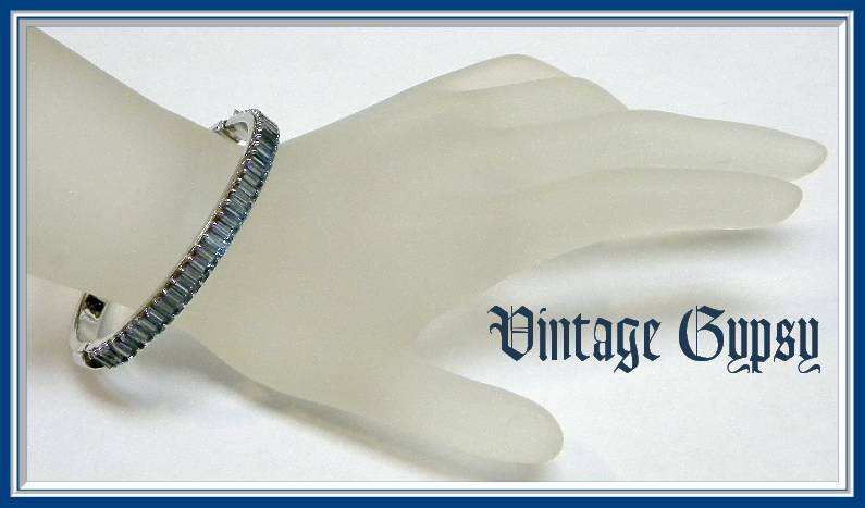 Rhinestones Rhodium Bangle Bracelet & Earrings Original Velvet fitted Box Rhinestones Rhodium Bangle Bracelet & Earrings Original Velvet fitted Box