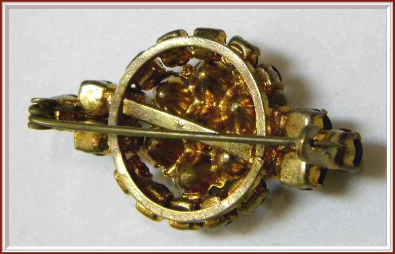 Czechoslovakian Pre 1939 Prong Set Faceted Red Glass Pin Czechoslovakian Pre 1939 Prong Set Faceted Red Glass Pin