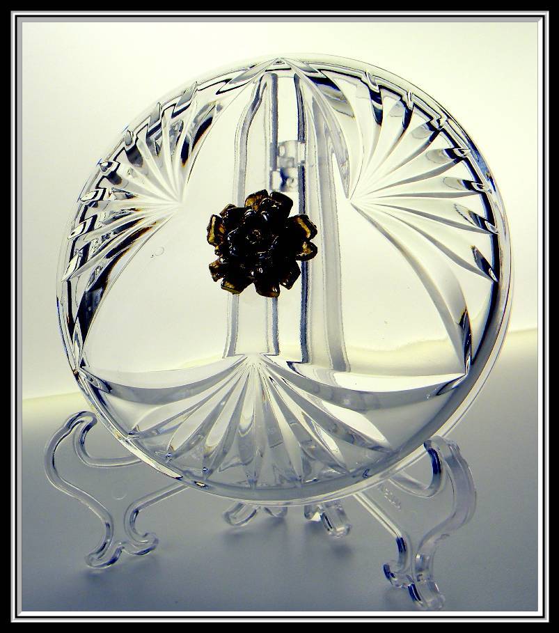 Brilliant Footed Pattern Glass Vintage Covered Powder Jar Brilliant Footed Pattern Glass Vintage Covered Powder Jar