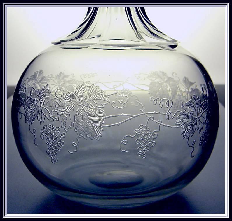 Central Glass Company Blown Glass Carafe with Etching, 1863-1939 Central Glass Company Blown Glass Carafe with Etching, 1863-1939