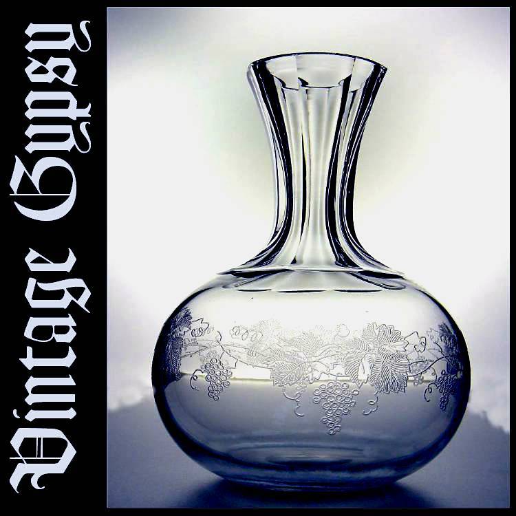 Central Glass Company Blown Glass Carafe with Etching, 1863-1939 Central Glass Company Blown Glass Carafe with Etching, 1863-1939