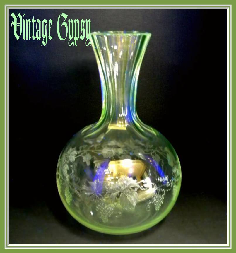 Central Glass Company Blown Glass Carafe with Etching, 1863-1939 Central Glass Company Blown Glass Carafe with Etching, 1863-1939