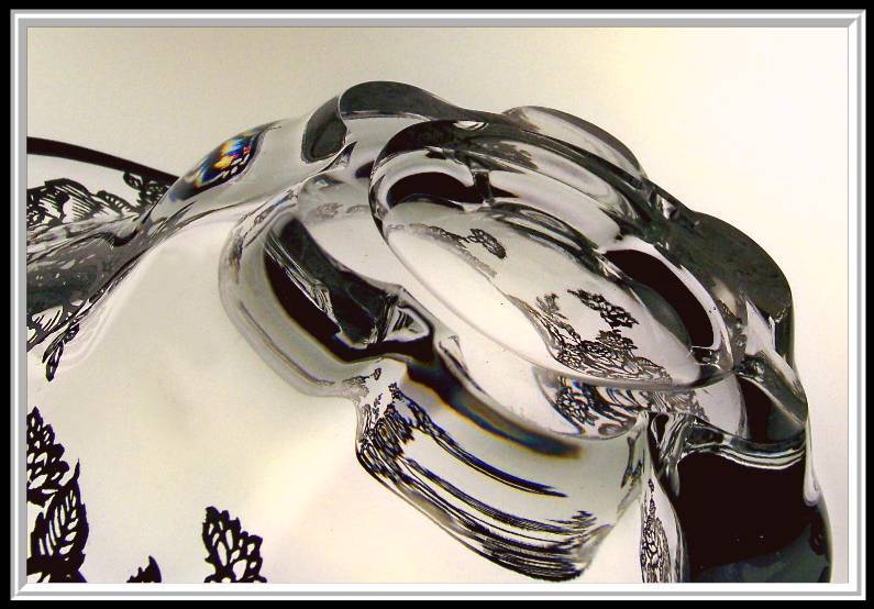 Vintage Duncan Miller "Canterbury" Bowl Decorated with Silver Roses Vintage Duncan Miller "Canterbury" Bowl Decorated with Silver Roses
