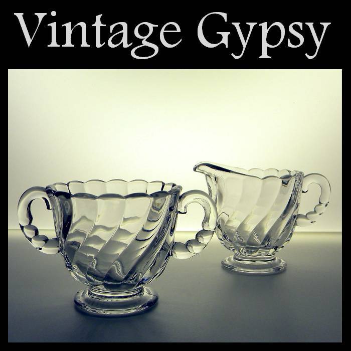 Fostoria "Colony" Individual Creamer & Open Sugar Fostoria "Colony" Individual Creamer & Open Sugar
