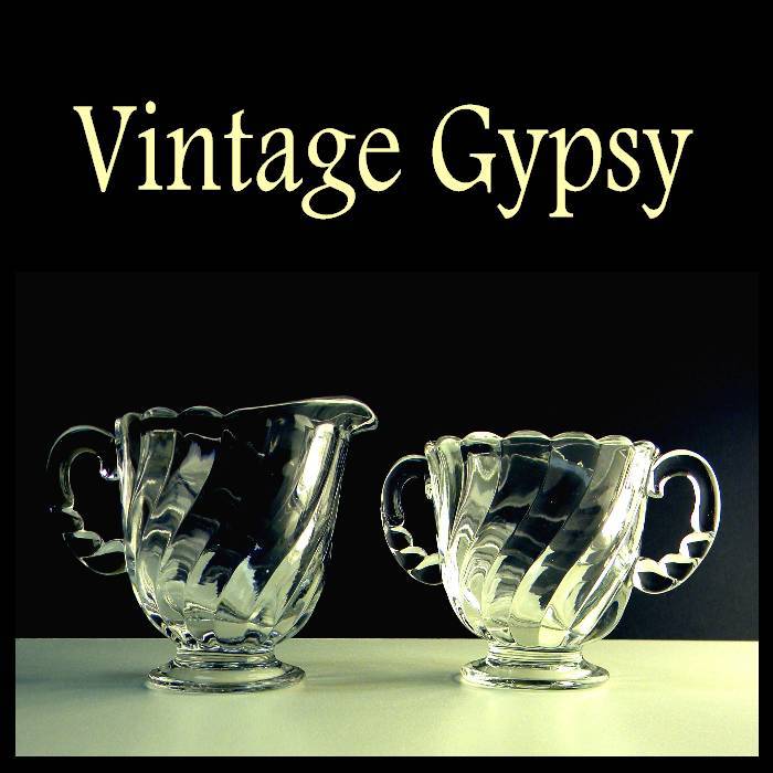 Fostoria "Colony" Individual Creamer & Open Sugar Fostoria "Colony" Individual Creamer & Open Sugar
