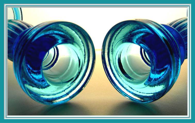 Vintage Brilliant Blue Pressed Glass Candle Holders Vintage Brilliant Blue Pressed Glass Candle Holders