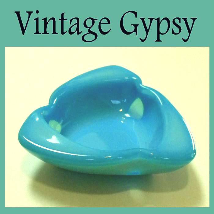 Blue Opaline Glass Cut to Clear Decorative Trinket Dish Blue Opaline Glass Cut to Clear Decorative Trinket Dish