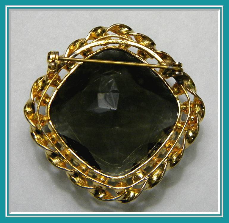 Gorgeous Large Faceted Glass & Rhinestone Brooch, C. 1950's Austria Gorgeous Large Faceted Glass & Rhinestone Brooch, C. 1950's Austria
