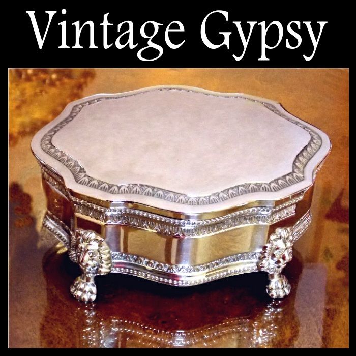 Beautiful Large Jewelry Casket With Lion Heads & Paw Feet Beautiful Large Jewelry Casket With Lion Heads & Paw Feet