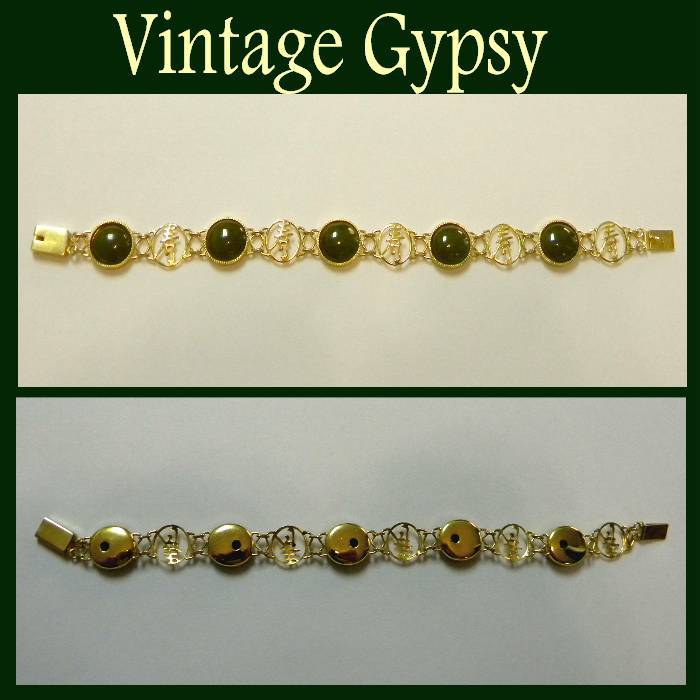 Bezel Set Jade Cabochons Delicate Link Bracelet Bezel Set Jade Cabochons Delicate Link Bracelet
