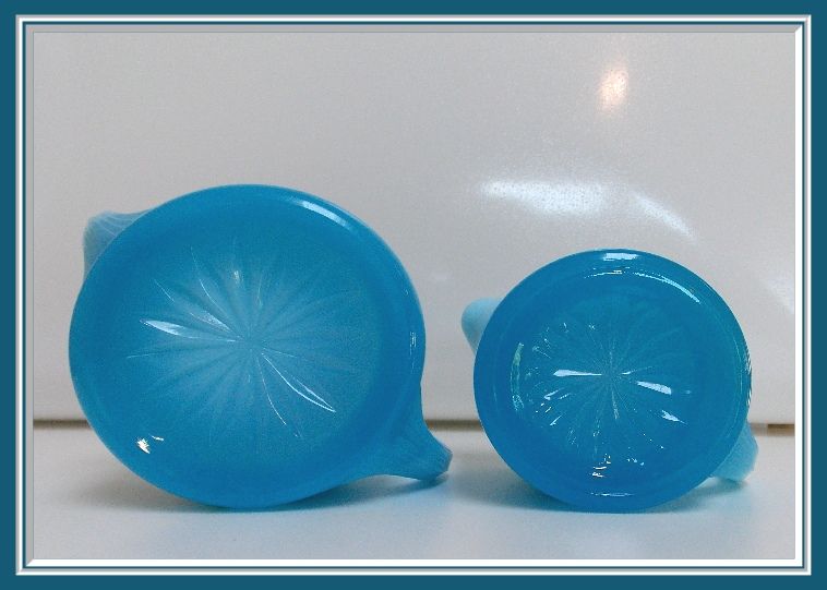 Vintage Blue Opaline Glass Cream & Sugar Set Vintage Blue Opaline Glass Cream & Sugar Set