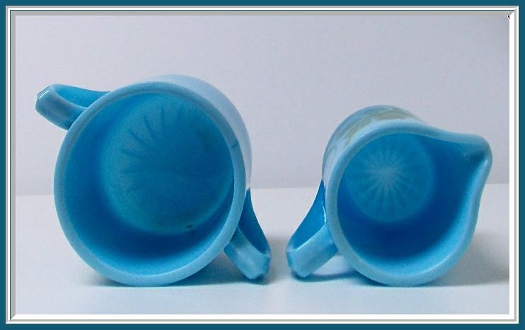 Vintage Blue Opaline Glass Cream & Sugar Set Vintage Blue Opaline Glass Cream & Sugar Set