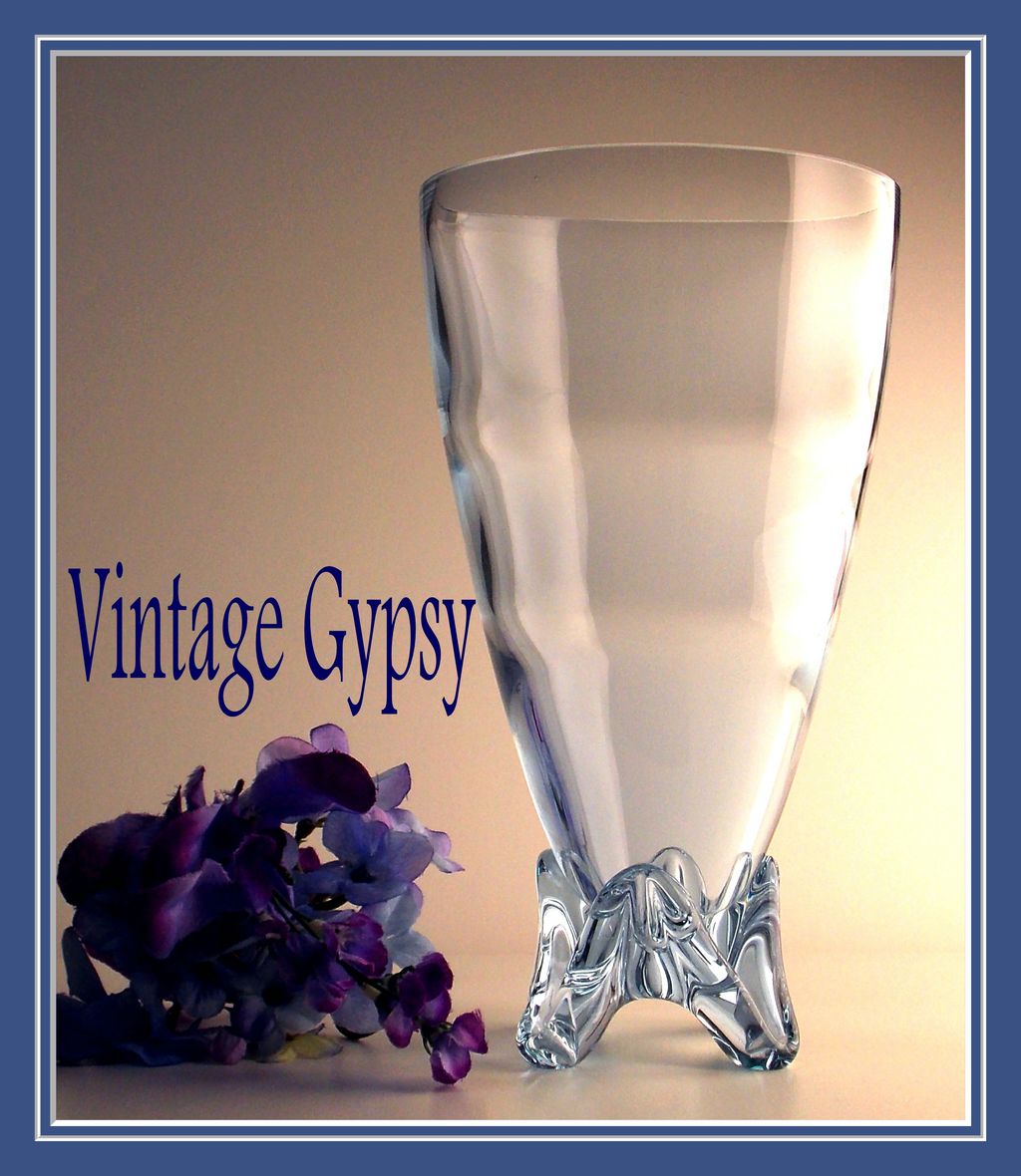 Tiffin Rare Neodymium Glass Wisteria Large Footed Teardrop Vase Tiffin Rare Neodymium Glass Wisteria Large Footed Teardrop Vase