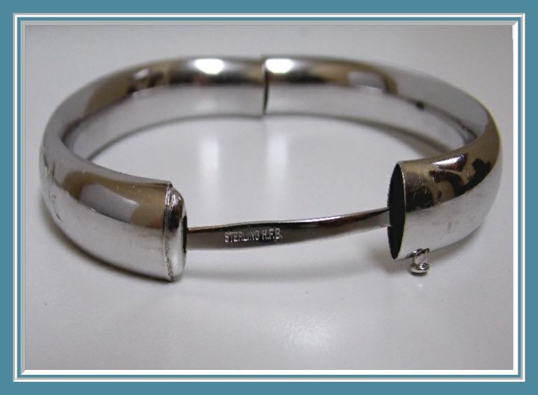 Carved Sterling Silver "H.F.B." Signed Bangle Bracelet Carved Sterling Silver "H.F.B." Signed Bangle Bracelet