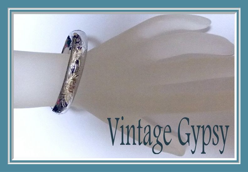 Carved Sterling Silver "H.F.B." Signed Bangle Bracelet Carved Sterling Silver "H.F.B." Signed Bangle Bracelet