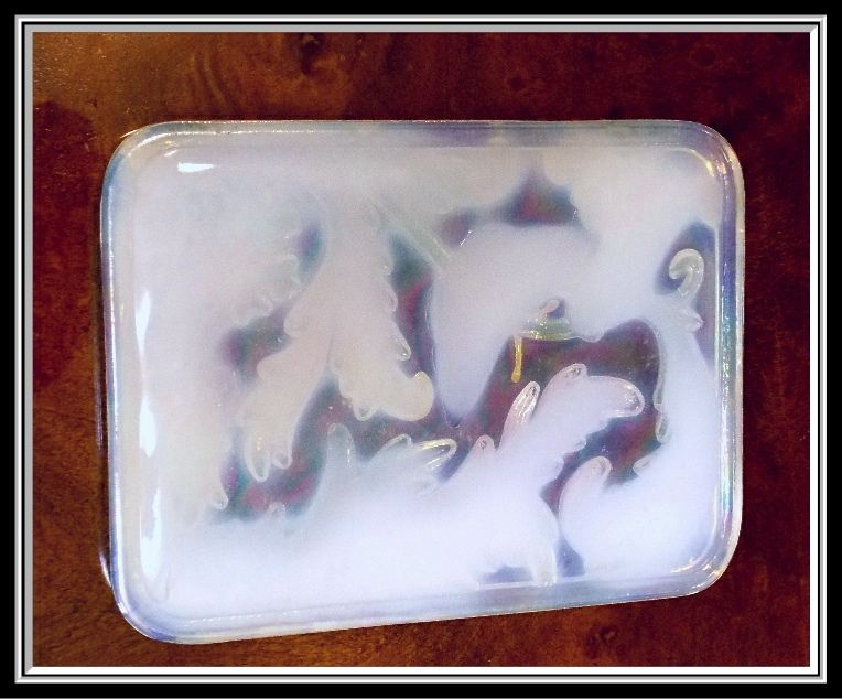 Fenton Iridescent Opaline Glass Plaque Hand Painted Artist Signed Fenton Iridescent Opaline Glass Plaque Hand Painted Artist Signed