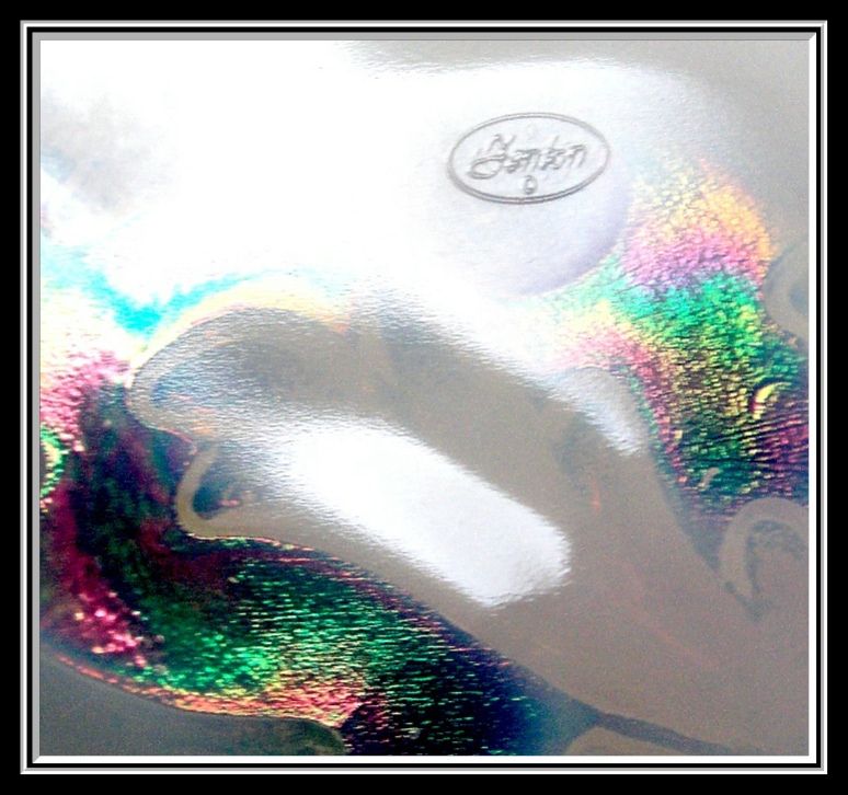 Fenton Iridescent Opaline Glass Plaque Hand Painted Artist Signed Fenton Iridescent Opaline Glass Plaque Hand Painted Artist Signed
