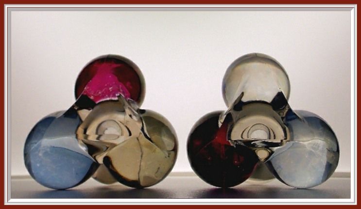 Westmoreland Three-Ball Set of Two Multi-Colored Candle Holders Westmoreland Three-Ball Set of Two Multi-Colored Candle Holders