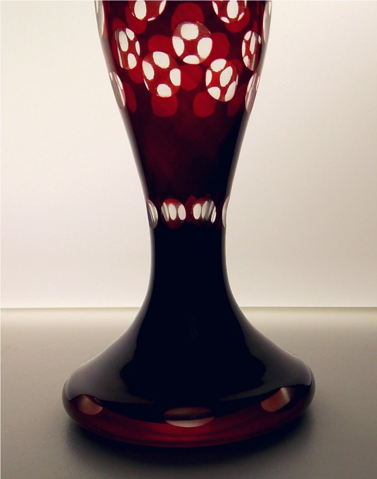 Vintage Bohemian Glass Cut to Clear Blood Red Set of Candle Holders Bud Vases Vintage Bohemian Glass Cut to Clear Blood Red Set of Candle Holders Bud Vases