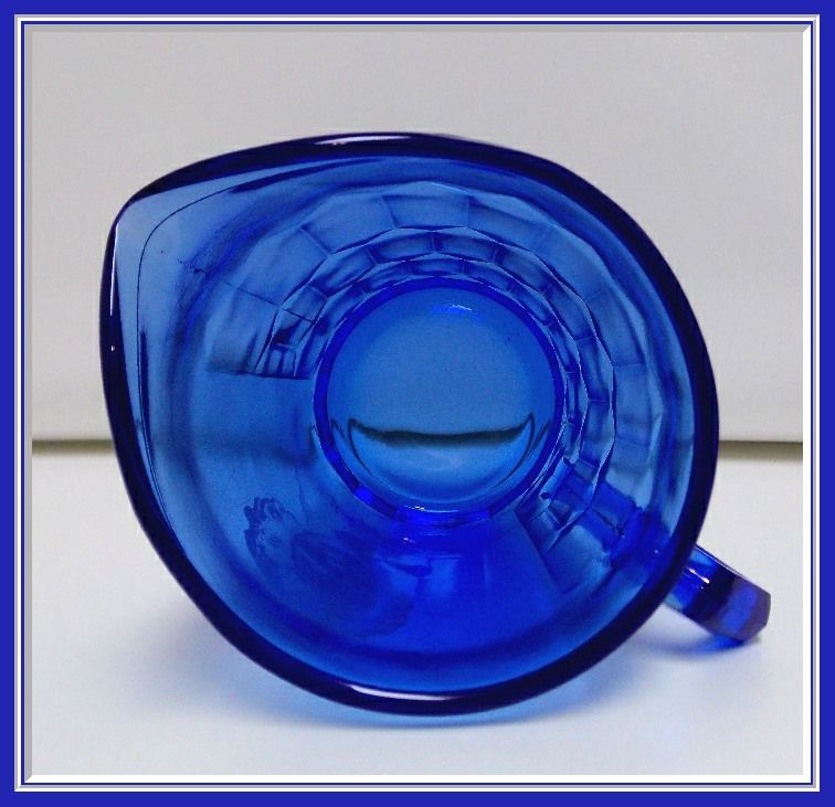 Hazel Atlas Milk Pitcher Cobalt with Shirley Temple on Front, c. 1930's Hazel Atlas Milk Pitcher Cobalt with Shirley Temple on Front, c. 1930's