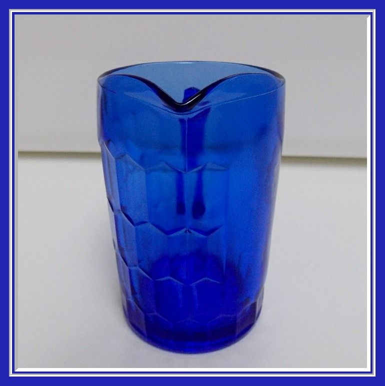 Hazel Atlas Milk Pitcher Cobalt with Shirley Temple on Front, c. 1930's Hazel Atlas Milk Pitcher Cobalt with Shirley Temple on Front, c. 1930's