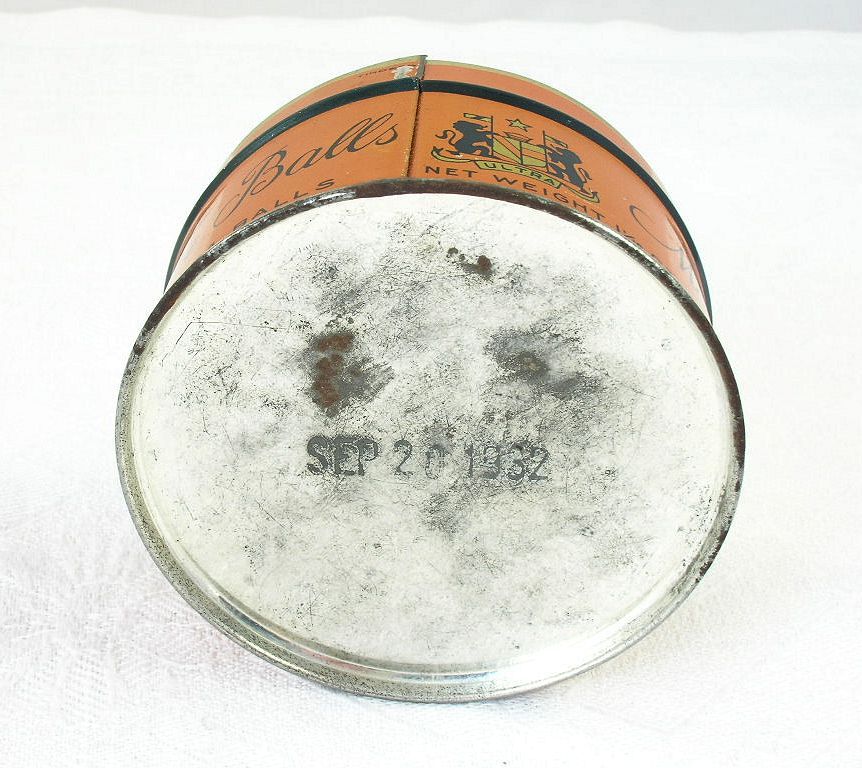 Vintage Advertising Mayfair Tea Balls Tin Container Dated Sep 20 1932 Vintage Advertising Mayfair Tea Balls Tin Container Dated Sep 20 1932
