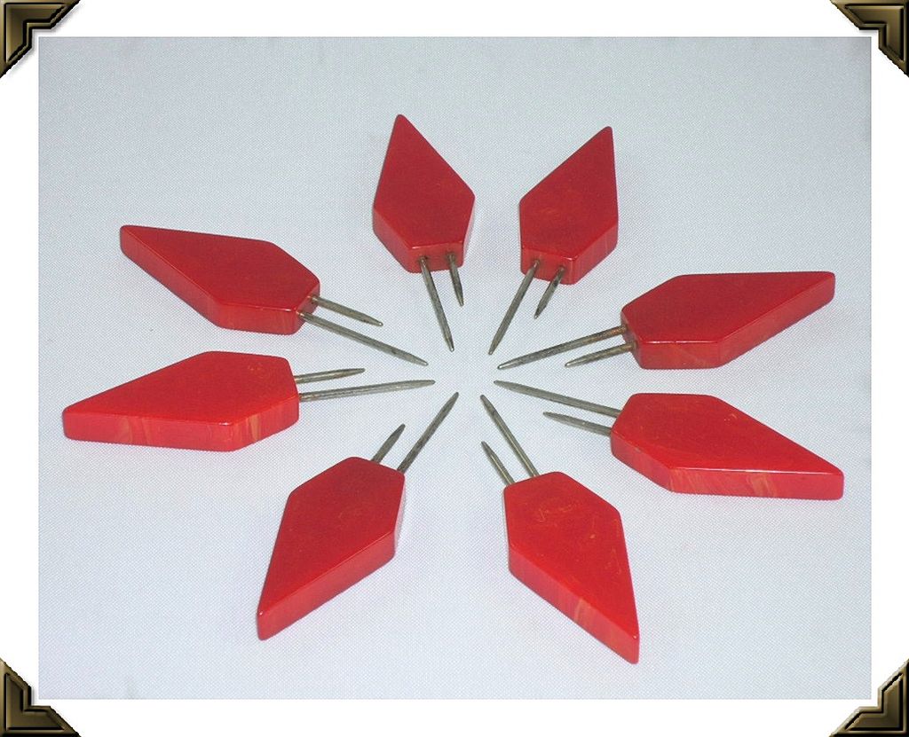 Set of 8 Cherry Red Bakelite Kob Knob Corn Holders Set of 8 Cherry Red Bakelite Kob Knob Corn Holders