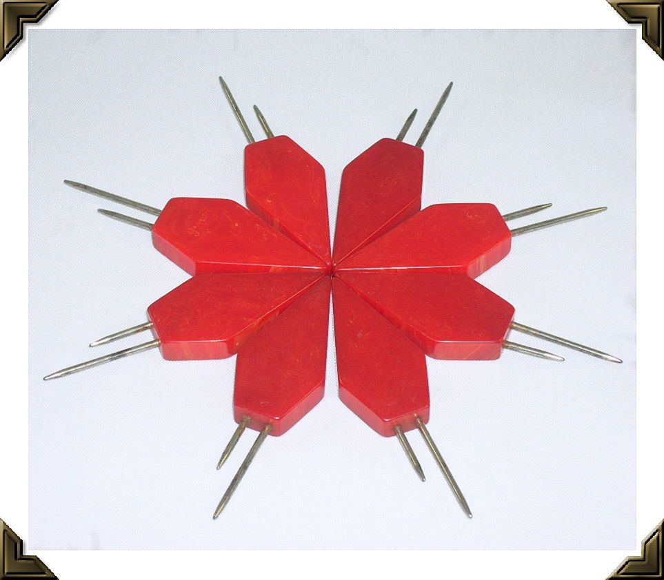 Set of 8 Cherry Red Bakelite Kob Knob Corn Holders Set of 8 Cherry Red Bakelite Kob Knob Corn Holders