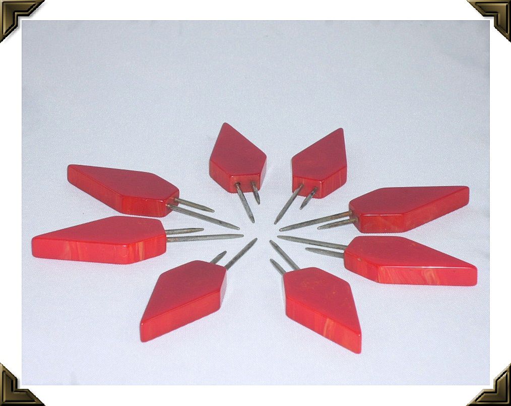 Set of 8 Cherry Red Bakelite Kob Knob Corn Holders Set of 8 Cherry Red Bakelite Kob Knob Corn Holders