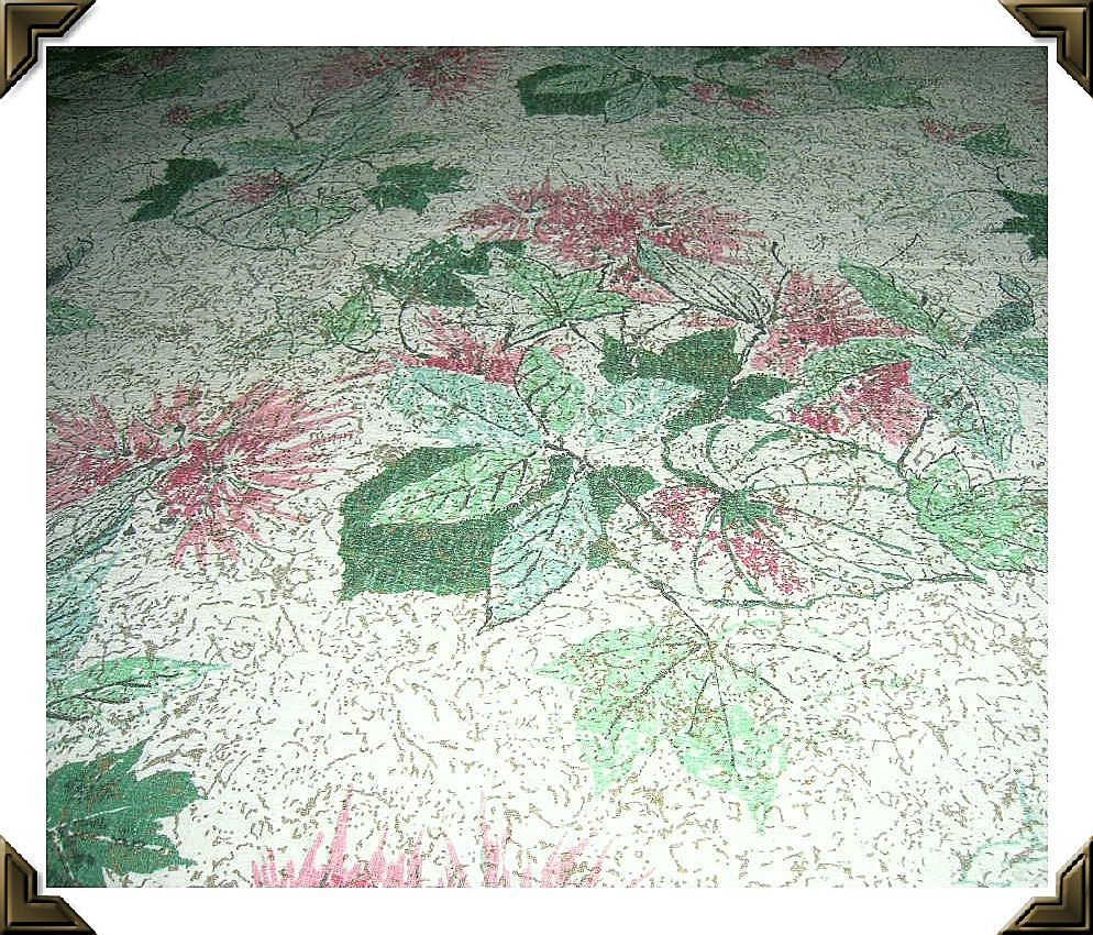 Delightful Vintage Barkcloth & Satin Twin Bedspread Delightful Vintage Barkcloth & Satin Twin Bedspread