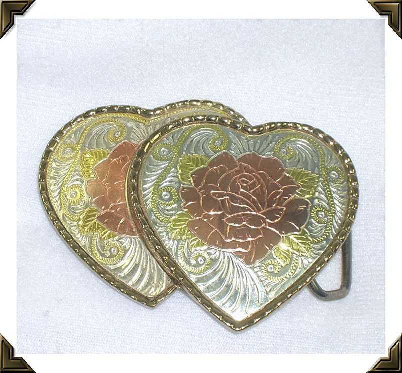 Vintage Double Heart & Roses Belt Buckle Vintage Double Heart & Roses Belt Buckle