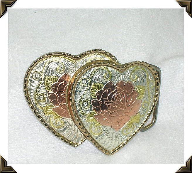 Vintage Double Heart & Roses Belt Buckle Vintage Double Heart & Roses Belt Buckle