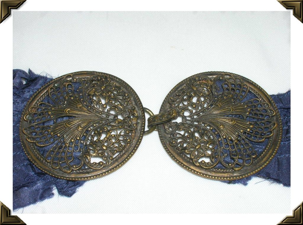 Ornate Victorian 2 Piece Metal Belt Buckle Filigree Open Work Ornate Victorian 2 Piece Metal Belt Buckle Filigree Open Work