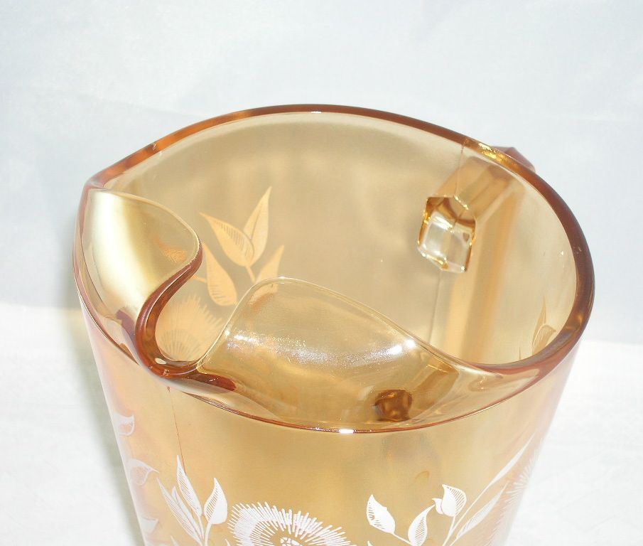 Jeannette Glass Pitcher Tumblers/Glasses Set Marigold White Enameled Cosmos Pattern Jeannette Glass Pitcher Tumblers/Glasses Set Marigold White Enameled Cosmos Pattern