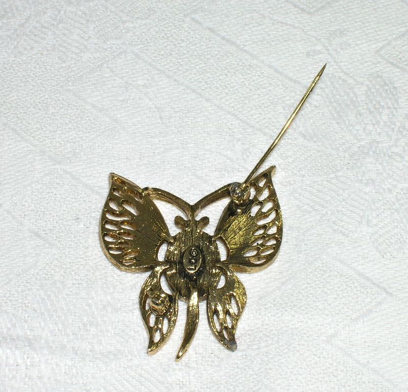 Vintage NOS Figural Butterfly Black Onyx Pin Brooch Vintage NOS Figural Butterfly Black Onyx Pin Brooch