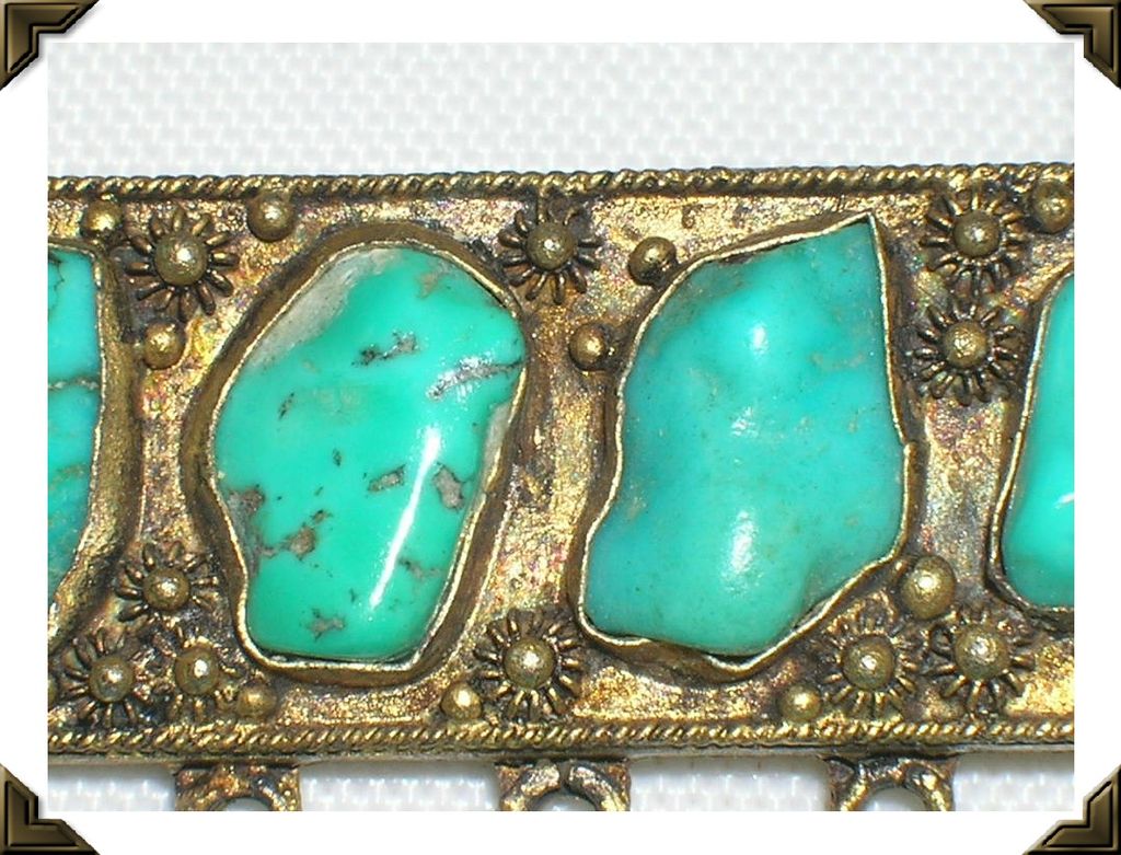1920's - 1930's Chinese Silver Vermeil Cannetile Persian Turquoise Brooch Pin 1920's - 1930's Chinese Silver Vermeil Cannetile Persian Turquoise Brooch Pin