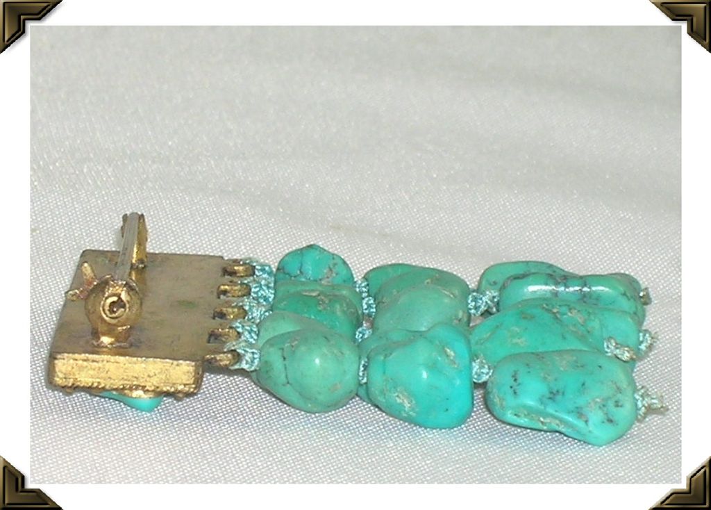 1920's - 1930's Chinese Silver Vermeil Cannetile Persian Turquoise Brooch Pin 1920's - 1930's Chinese Silver Vermeil Cannetile Persian Turquoise Brooch Pin