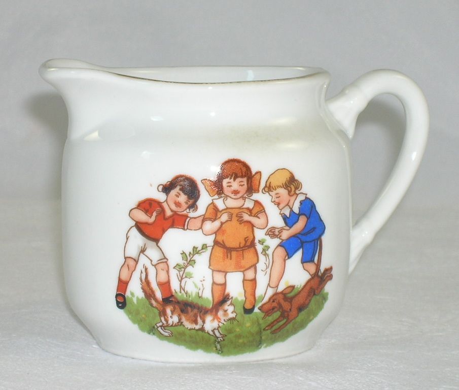 Sweet Vintage Porcelain Creamer Children Cat Dog Monkey OG Germany Sweet Vintage Porcelain Creamer Children Cat Dog Monkey OG Germany