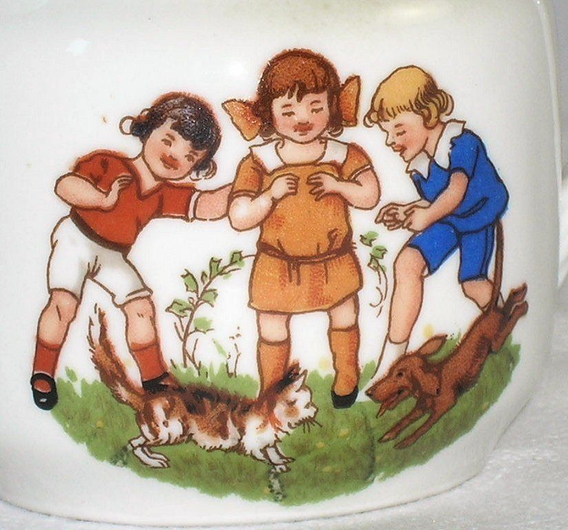 Sweet Vintage Porcelain Creamer Children Cat Dog Monkey OG Germany Sweet Vintage Porcelain Creamer Children Cat Dog Monkey OG Germany