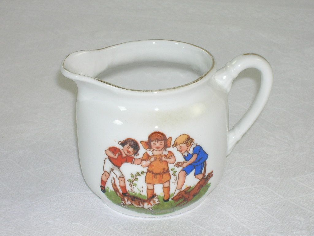 Sweet Vintage Porcelain Creamer Children Cat Dog Monkey OG Germany Sweet Vintage Porcelain Creamer Children Cat Dog Monkey OG Germany
