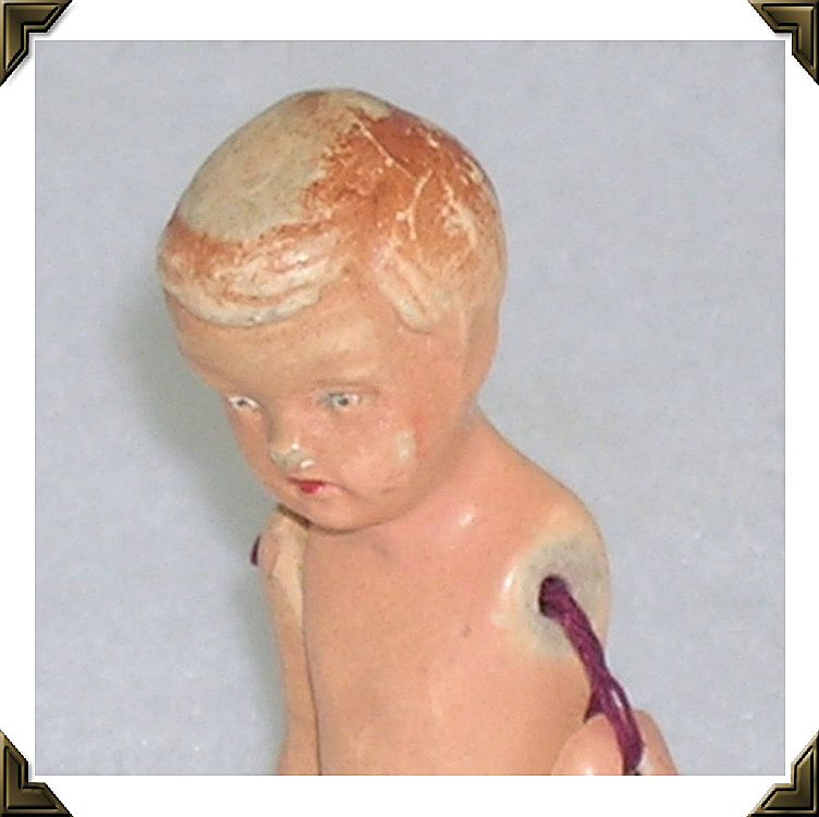 Miniature Bisque Boy Doll Jointed Molded Hair Painted Features Germany Miniature Bisque Boy Doll Jointed Molded Hair Painted Features Germany