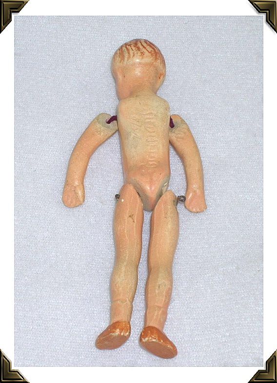Miniature Bisque Boy Doll Jointed Molded Hair Painted Features Germany Miniature Bisque Boy Doll Jointed Molded Hair Painted Features Germany