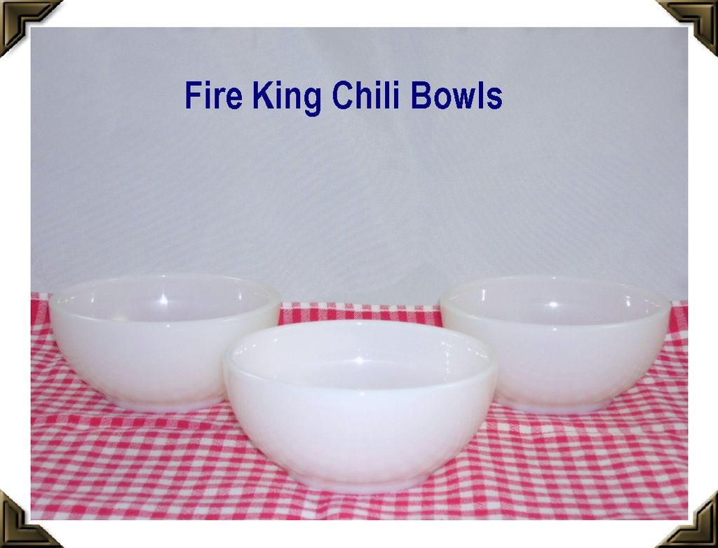 Set of 3 Vintage White Fire King Chili Bowls Set of 3 Vintage White Fire King Chili Bowls